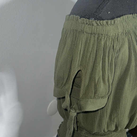 Express Olive Off-Shoulder Trendy Blouse - Picture 5 of 7